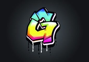 G letter 3D Graffiti Dripping  alphabet font vector