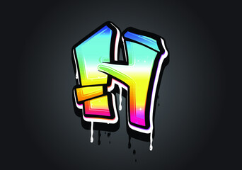 H letter 3D Graffiti Dripping  alphabet font vector