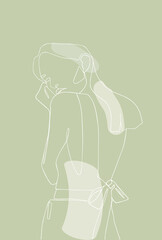 Colorful fashion art line girls, illustration vector, mood 