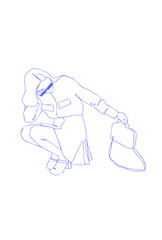 Colorful fashion art line girls, illustration vector, mood 