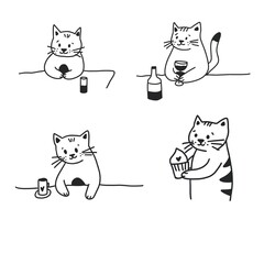 set of cats, black and white cats, cute cats