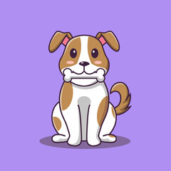 Fototapeta na wymiar Cute dog cartoon eating bone, vector cartoon illustration, cartoon clipart