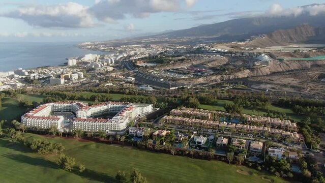 Aerial view of Costa Adeje tourist resort in Tenerife, Canary Islands, Spain