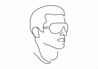 Linear portrait male face in glasses.