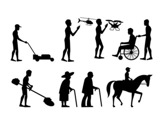 set of silhouette design of people activity