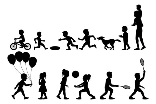 set of silhouette design of people activity