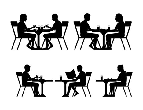 silhouette design of people in cafe