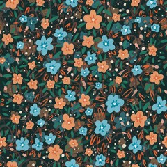 Blooming midsummer meadow seamless pattern. Plant background for fashion, wallpapers, print. Liberty style millefleurs.