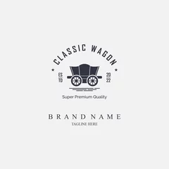 Deurstickers american classic wagon logo template design for brand or company and other © LordOttori