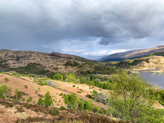 Fototapeta na wymiar Landscape with mountains and sky in Ben Lomond Scotland