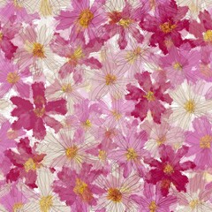 Seamless pattern of chamomile flowers, cosmos. Design for fabric, clothes, paper.
