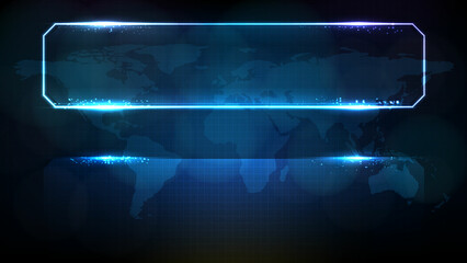 abstract futuristic background of blue glowing technology sci fi frame, hud ui, lower third button bar