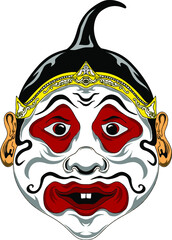 the petruk indonesian character in wayang, petruk wayang vector illustration for print merchandise tshirt etc