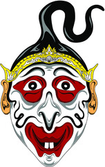the petruk indonesian character in wayang, petruk wayang vector illustration for print merchandise tshirt etc