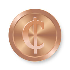 Bronze Cedi coin Concept of internet web currency