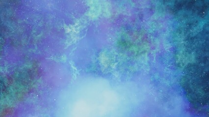 Blue and green Stars, planets and galaxy in a free space