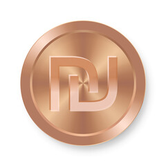 Bronze coin of Sheqel symbol Concept of internet currency