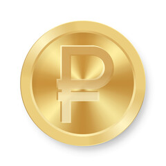 Gold coin of russian ruble Concept of internet currency