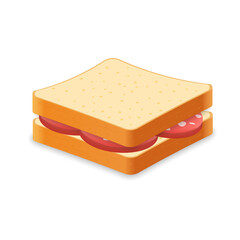 Sandwich from fresh bread with sausage Illustration of fast food meal