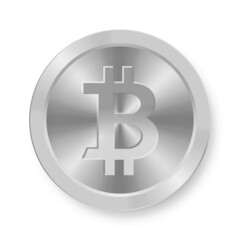 Silver  coin of bitcoin Concept of web internet cryptocurrency