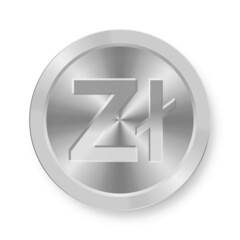 Silver coin of Zloty Concept of internet web currency