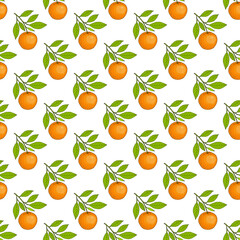 Seamless pattern with orange branch