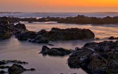 Fototapeta na wymiar Seascape sunset in Matosinhos, Portugal