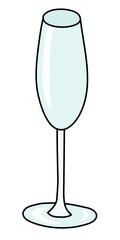 Flute sparkling wine and cocktail glass. Stylish hand-drawn doodle cartoon style gin colored vector illustration. For party card, invitations, posters, bar menu or alcohol cook book recipe