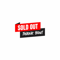 Sold out ribbon label badge logo design for done deal buy sell product online store vector eps 10