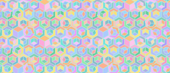 Seamless pattern with cubic structure pastel colors. Endless cubic background. Isometric repeatable backdrop.