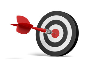 Dart and dartboard isolated on white background. Arrow. 3d illustration.