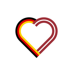 unity concept. heart ribbon icon of germany and latvia flags. vector illustration isolated on white background - obrazy, fototapety, plakaty