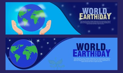 simple elegant earth day banner or social media design set 2. illustrator vertor