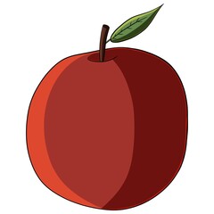 Cartoon red apple on white background