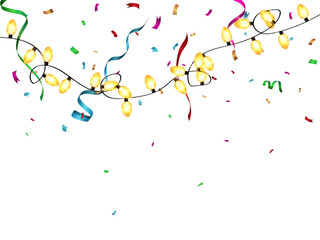 Colored paper confetti. Surprise birthday party decor, carnival flying serpentine for christmas party and decoration.