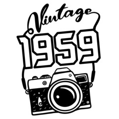 Vintage 1959 Classic Camera, 1937 birthday typography design
