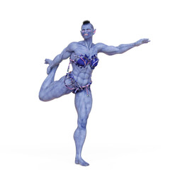 orc warrior lady is stretching