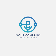 Fototapeta premium Letter E Mic podcast talk logo vector design