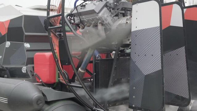 Slow motion of hovercraft engine