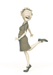 grandma nurse cartoon is doing a pin up pose in white background