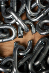 Break free from the chains of life. Shot of metal chains with a broken link.