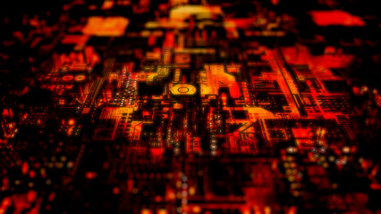 red grunge glowing cyberpunk innovation digital backdrop - abstract 3D illustration