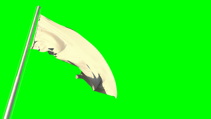 flag mockup for your art - empty white flag on green screen, isolated - object 3D rendering