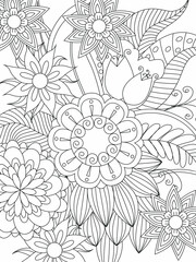 Mehndi flower for henna, mehndi, tattoo, decoration. decorative ornament in ethnic oriental style. doodle ornament. outline hand-drawn illustration. coloring book page.