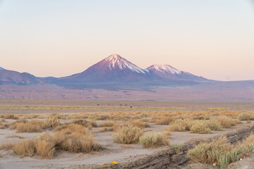 Sundown facing a mountain in the Atacama Desert