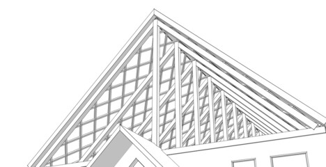  roof design of the house 3d rendering © Svjatoslav