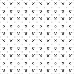 Square seamless background pattern from geometric shapes are different sizes and opacity. The pattern is evenly filled with big black zodiac taurus symbols. Vector illustration on white background