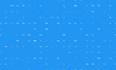 Seamless background pattern of evenly spaced white top symbols of different sizes and opacity. Vector illustration on blue background with stars