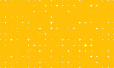Obraz na płótnie Canvas Seamless background pattern of evenly spaced white star symbols of different sizes and opacity. Vector illustration on amber background with stars