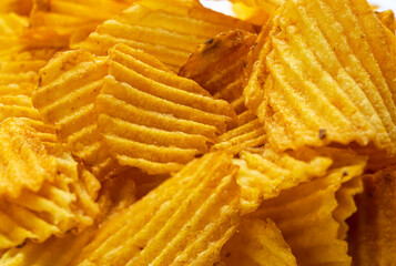 Chips background. Potato chips. Seasoned chips. Delicious snack. snack chips